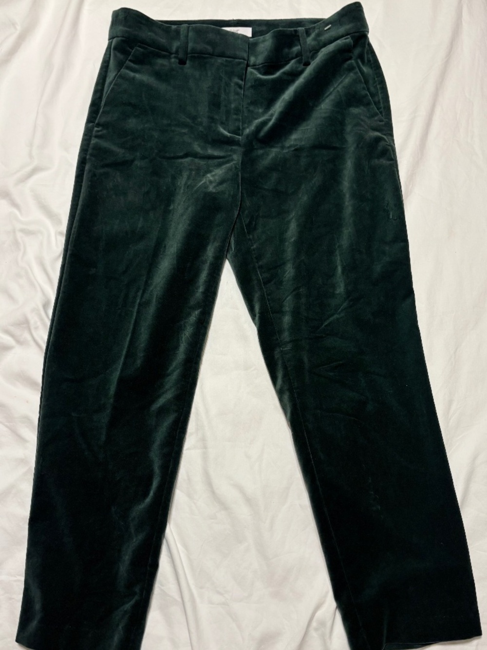 LOFT Deep Emerald Green Velvet Riviera Slim Pants Size 6 Holiday Dark Forest